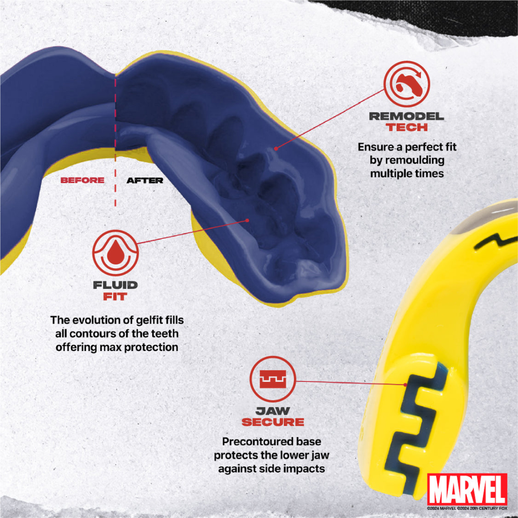 Капа SafeJawz Marvel Wolverine, жёлтая, для взрослых Капа SafeJawz Marvel Wolverine, жёлтая, для взрослых
