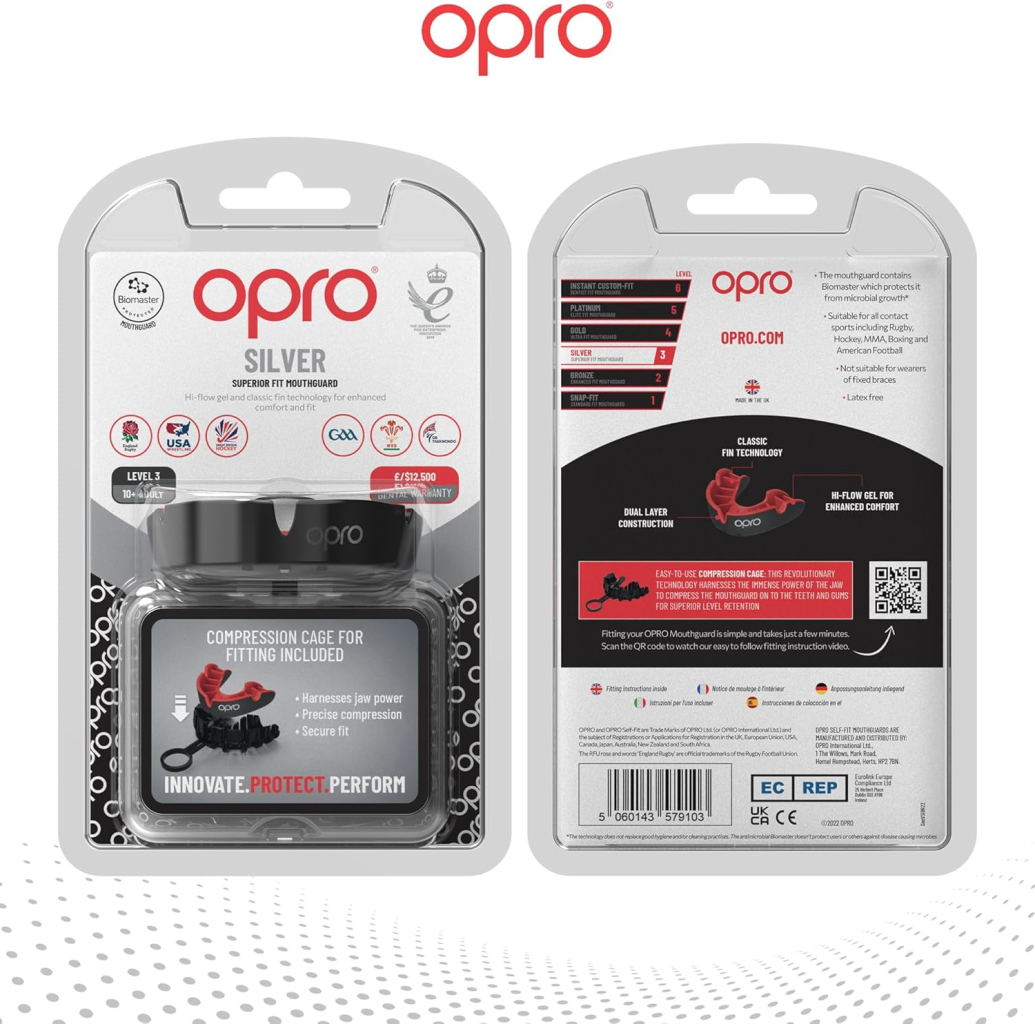 Капа Opro уровня Silver, чёрная
