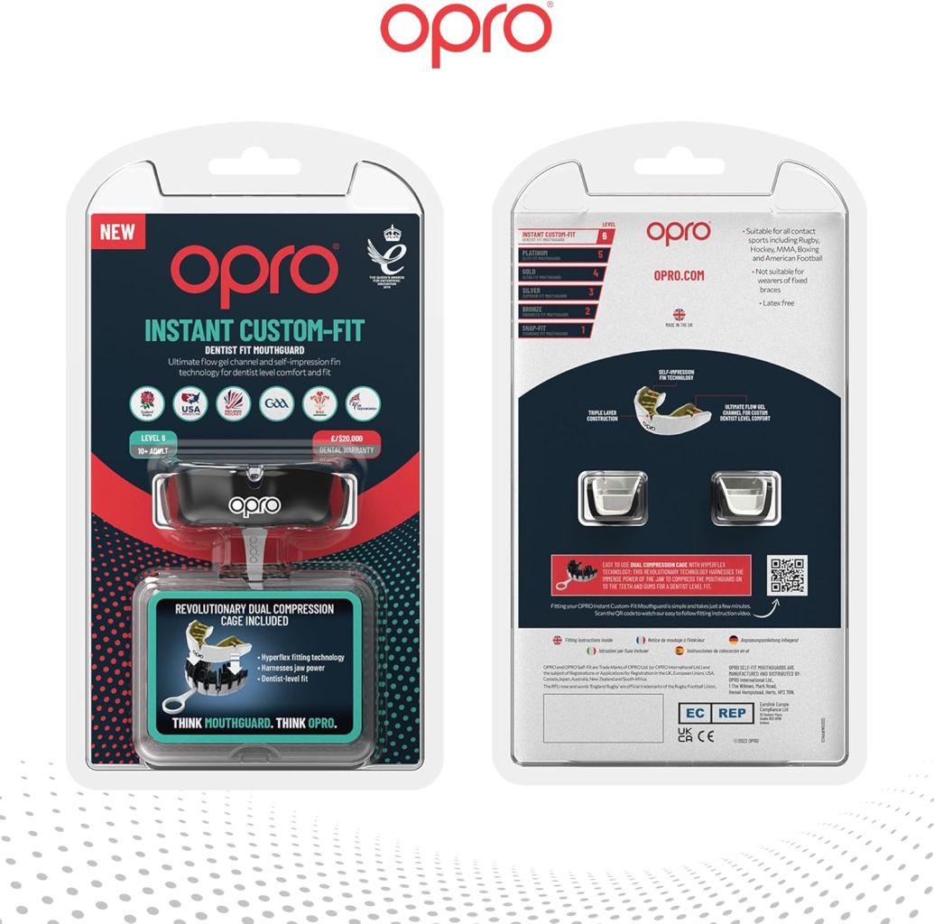 Капа мгновенной индивидуальной посадки Opro Custom-Fit, чёрная