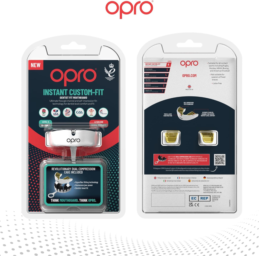 Капа мгновенной индивидуальной посадки Opro Custom-Fit, белая