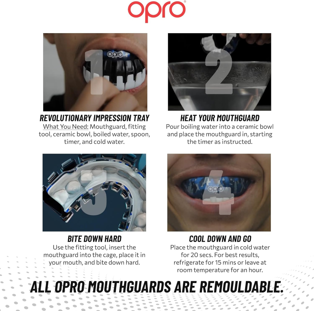 Капа мгновенной индивидуальной посадки Opro Custom-Fit, красные глаза