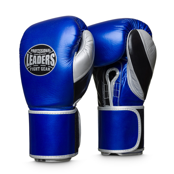 Перчатки боксерские LEADERS LS Series Long Velcro Custom BL/BK/SIL