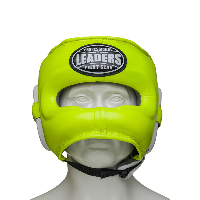 Шлем боксерский LEADERS FANCY с бамперной защитой GN/WH