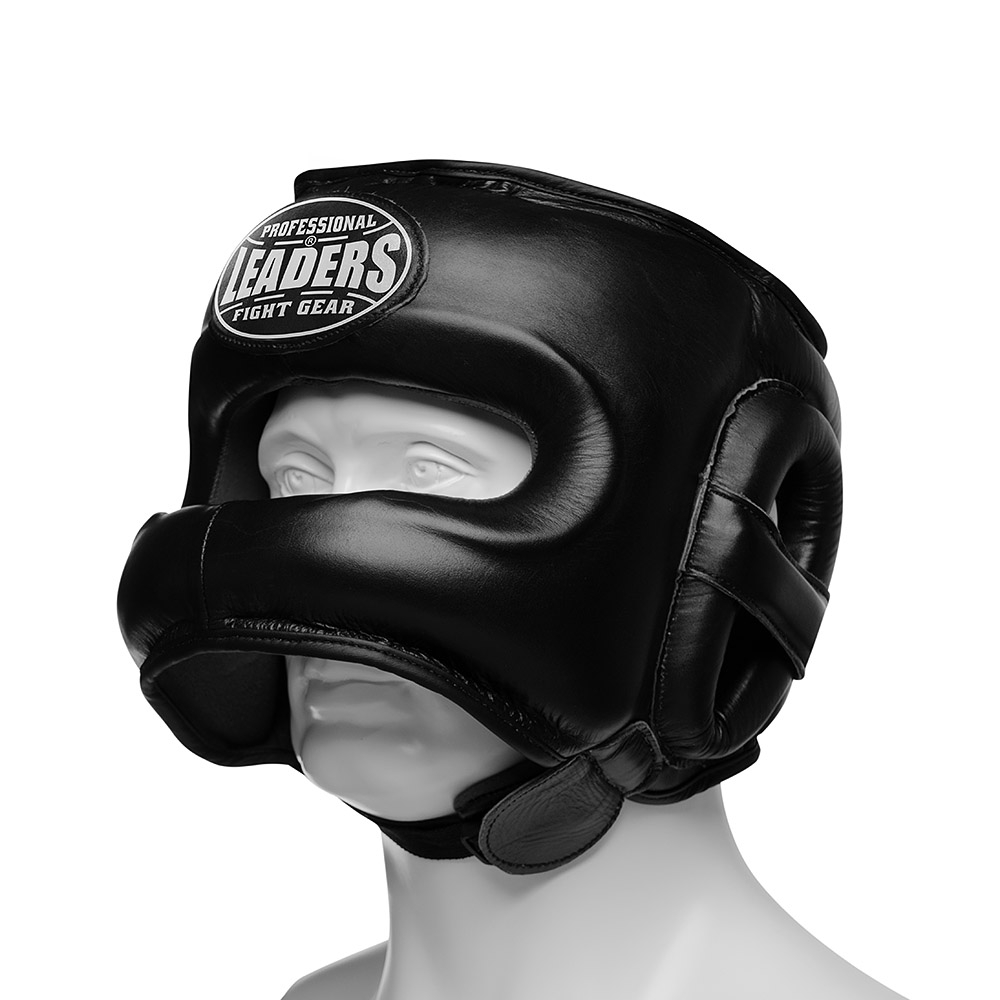 Шлем боксерский LEADERS LS FULL LEATHER с бамперной защитой BK
