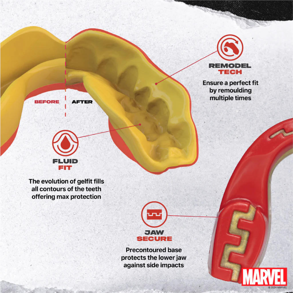 Капа SafeJawz Marvel Iron Man, красная