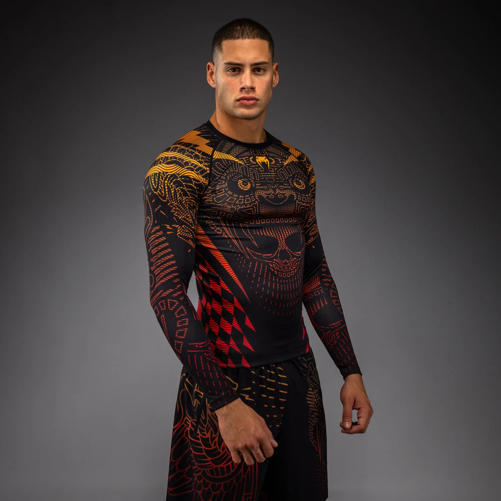 Рашгард с длинным рукавом Venum Quetzal Fury - Black/Fury Red/ Tangerine