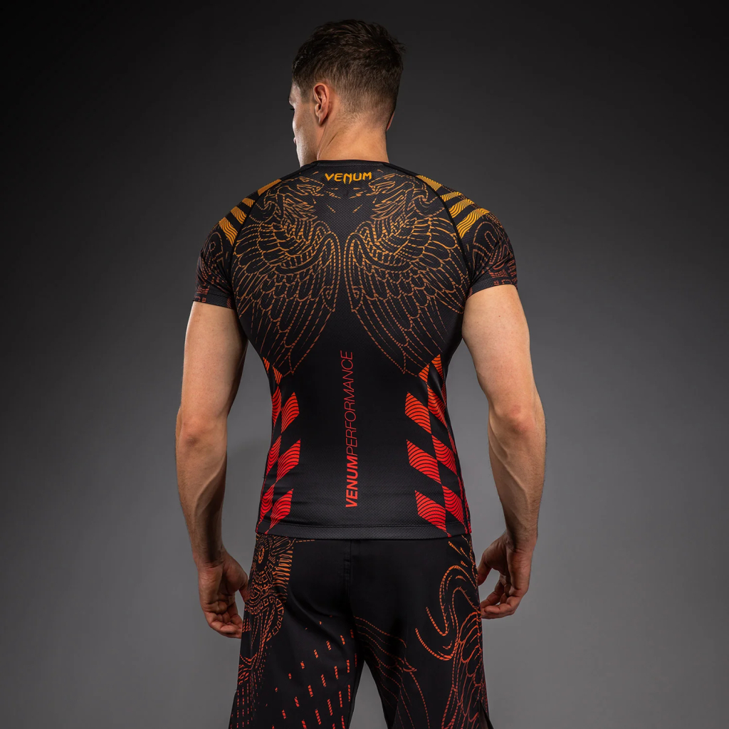 Рашгард с коротким рукавом Venum Quetzal Fury - Black/Fury Red/ Tangerine