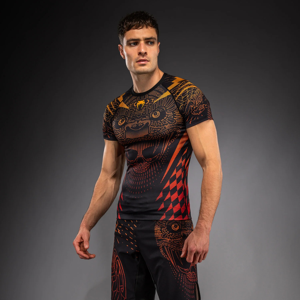 Рашгард с коротким рукавом Venum Quetzal Fury - Black/Fury Red/ Tangerine