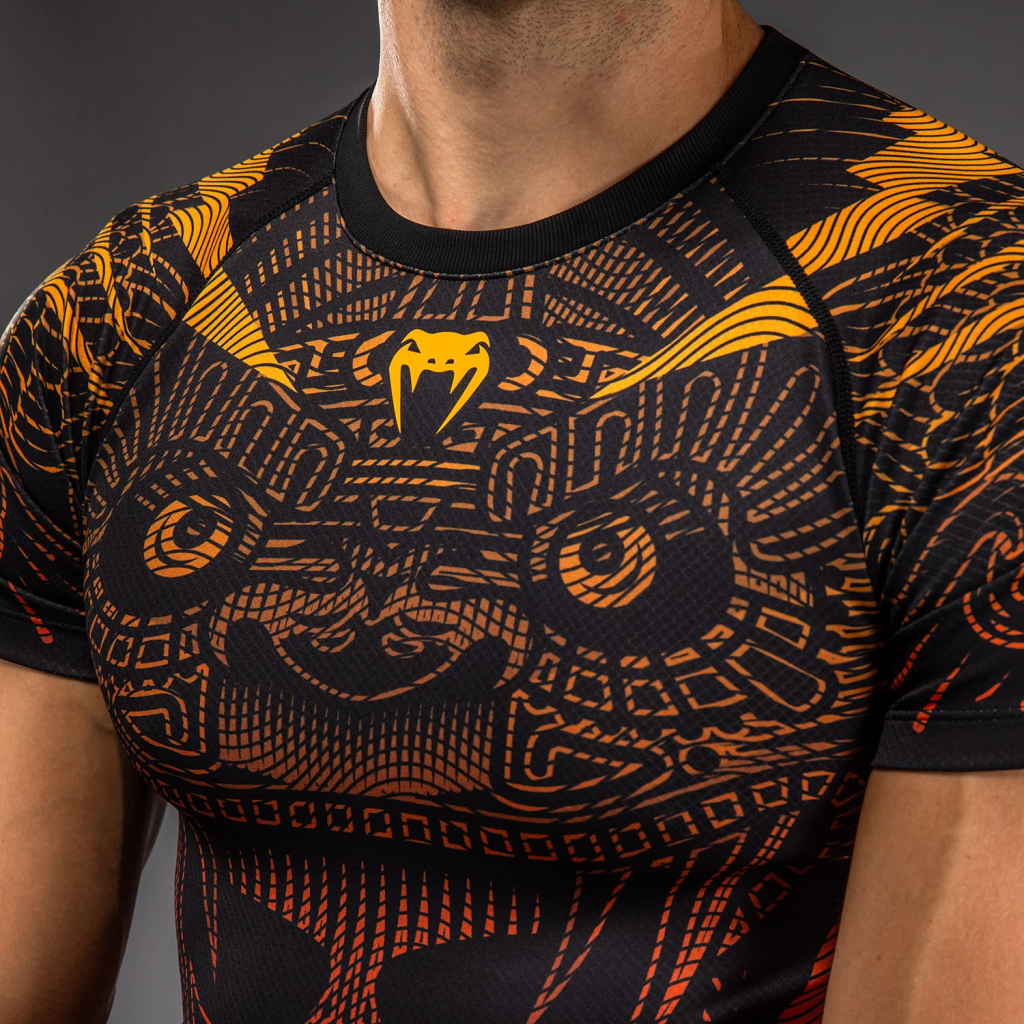 Рашгард с коротким рукавом Venum Quetzal Fury - Black/Fury Red/ Tangerine