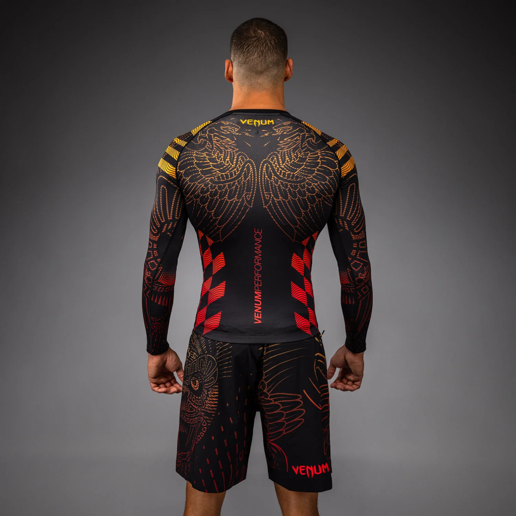 Рашгард с длинным рукавом Venum Quetzal Fury - Black/Fury Red/ Tangerine