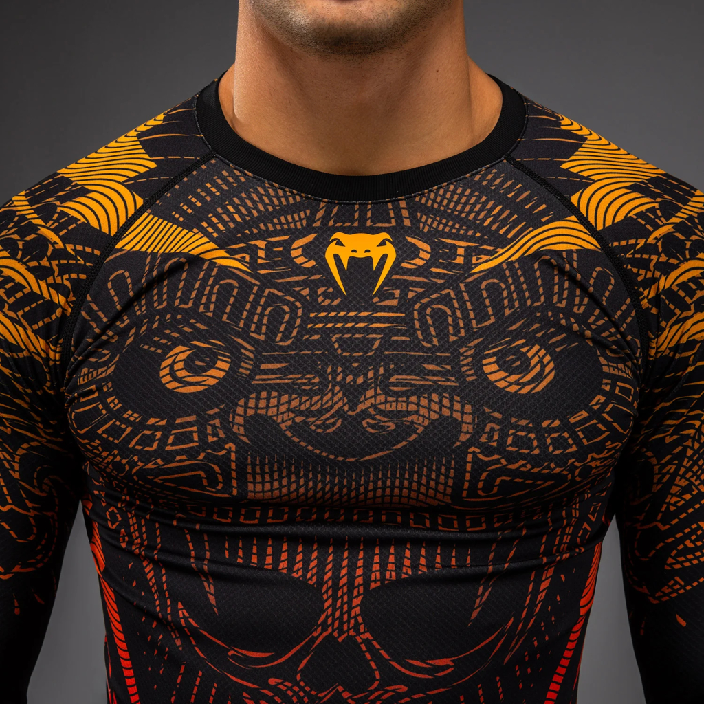 Рашгард с длинным рукавом Venum Quetzal Fury - Black/Fury Red/ Tangerine