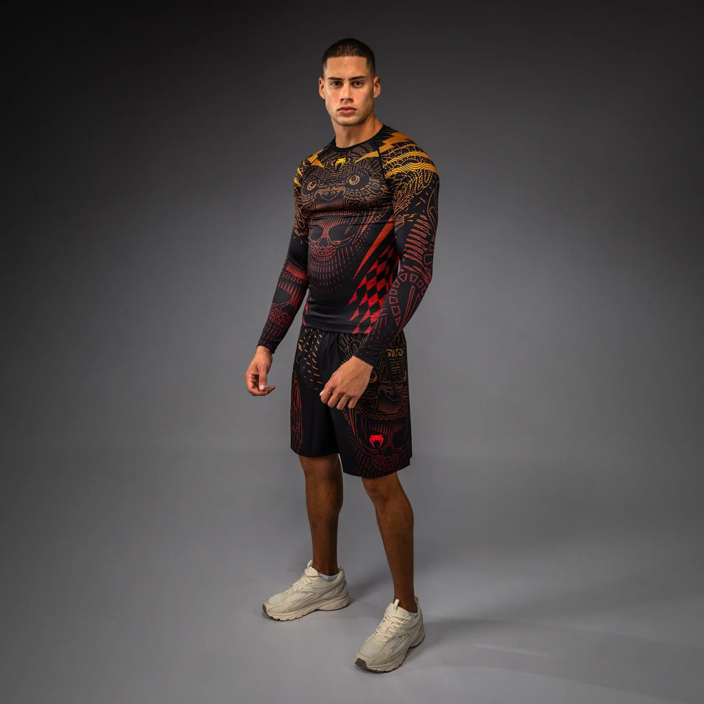 Рашгард с длинным рукавом Venum Quetzal Fury - Black/Fury Red/ Tangerine