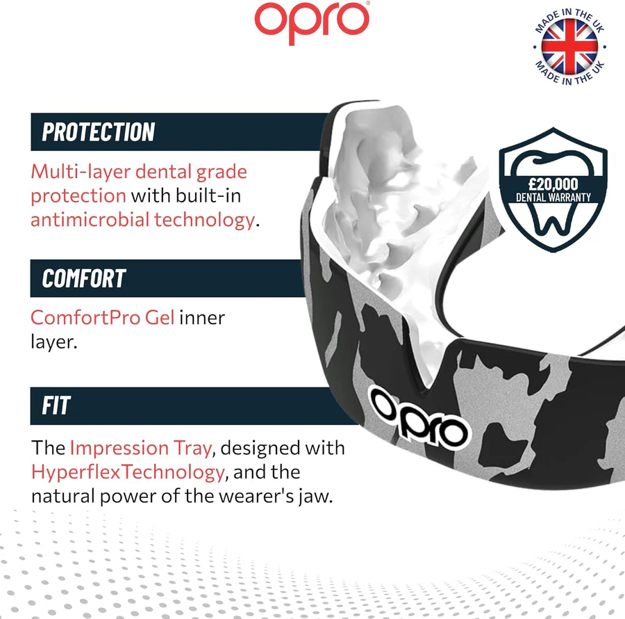 Капа мгновенной индивидуальной посадки Opro Custom-Fit, камуфляжная, серебристая