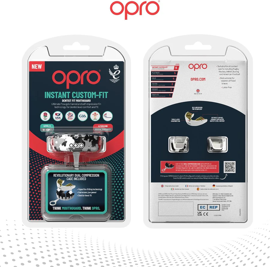 Капа мгновенной индивидуальной посадки Opro Custom-Fit, камуфляжная, серебристая