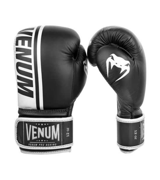 Боксерские перчатки VENUM SHIELD PRO BOXING GLOVES VELCRO - BLACK/WHITE