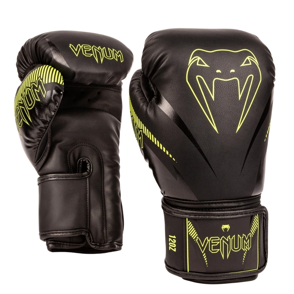 Боксерские перчатки VENUM IMPACT - ЧЕРНЫЙ/НЕО-ЖЕЛТЫЙ