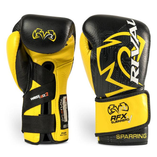 Перчатки Rival Guerrero-V Sparring Gloves P4P Edition, Black/Yellow