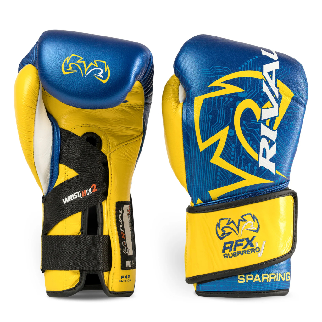 Перчатки Rival Guerrero-V Sparring Gloves P4P Edition, Blue/Yellow