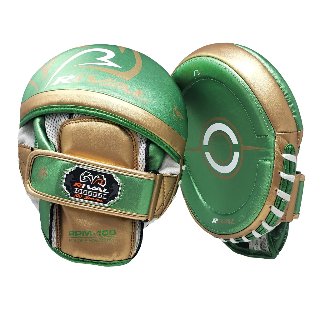 Боксерские лапы Rival RPM100 Green/Gold