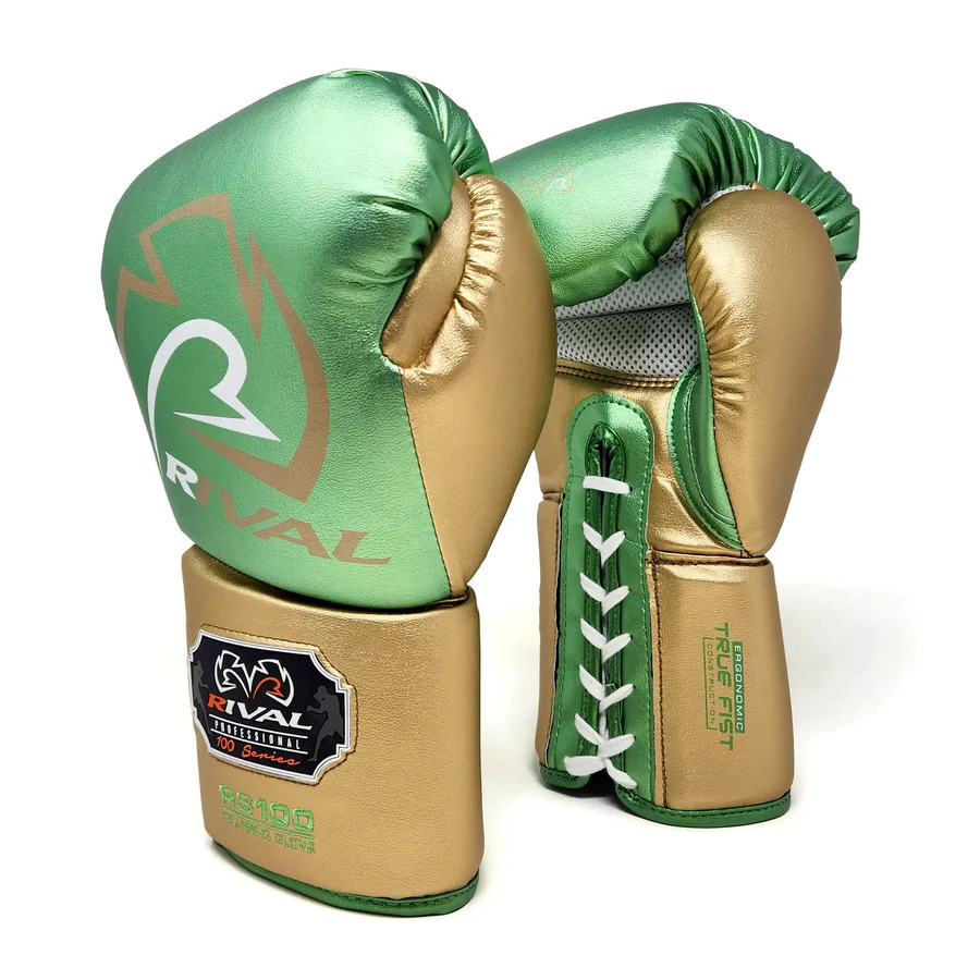 Перчатки RIVAL RS100 Professional Sparring Gloves зеленый/золотой Перчатки RIVAL RS100 Professional Sparring Gloves зеленый/золотой